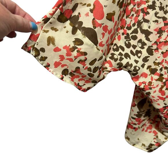 AvenueSTUDIO Womens Poncho Top 30/32 Beige Animal Print Flowy Blouse Boho Chic‎ - Picture 7 of 9